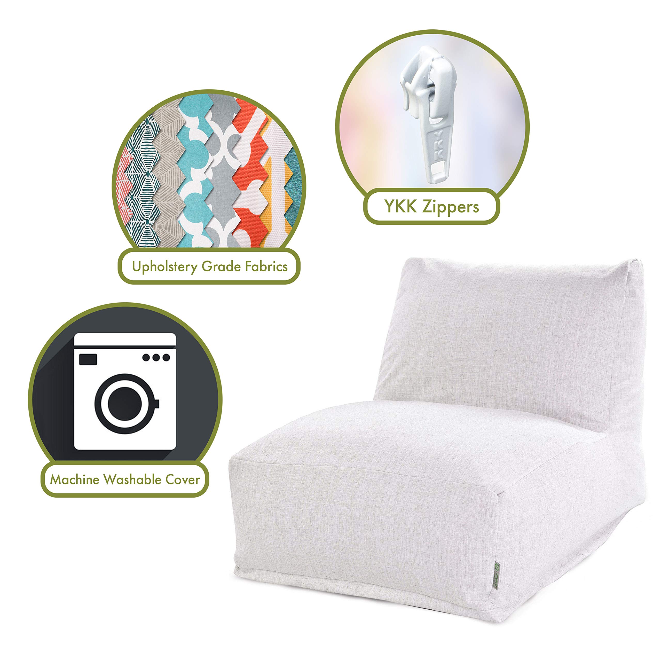 Majestic Home Goods Wales Bean Bag Chair Lounger, Magnolia