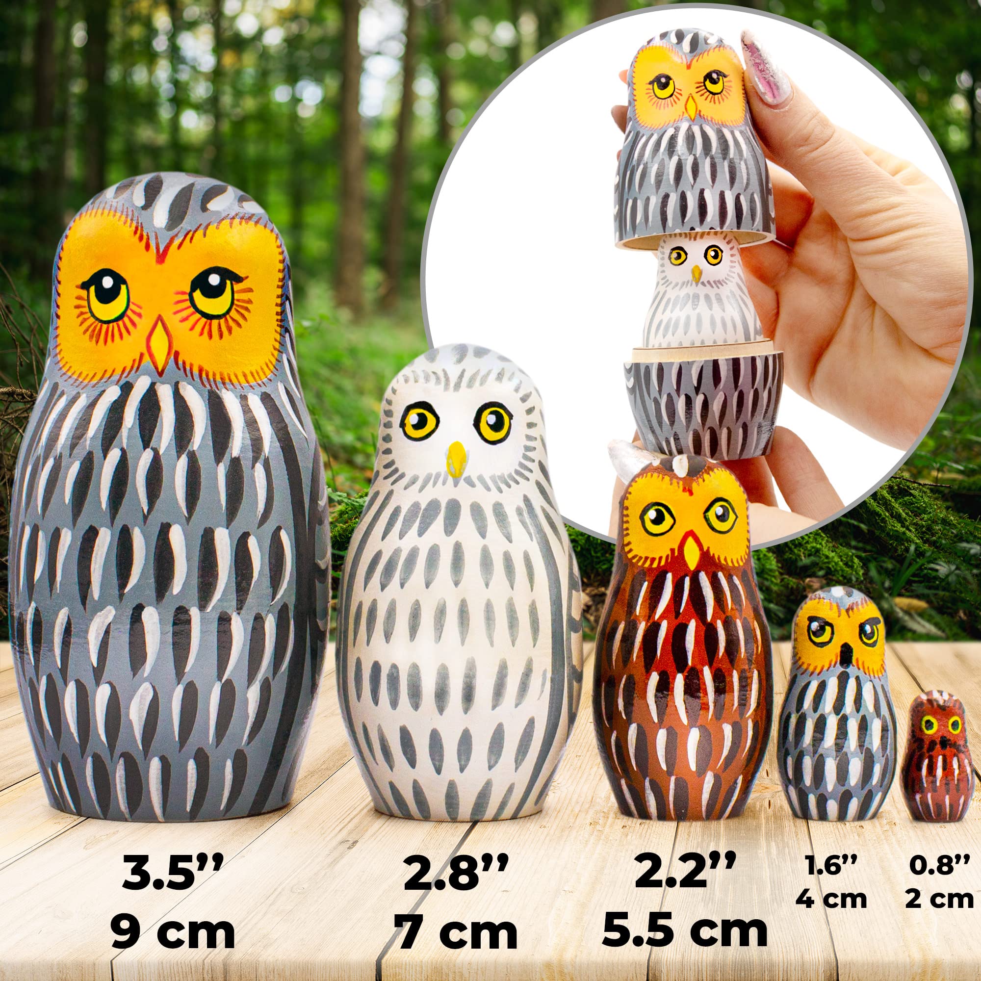 Amazon | AEVVV フクロウの入れ子人形 5個セット - マトリョーシカ人形 