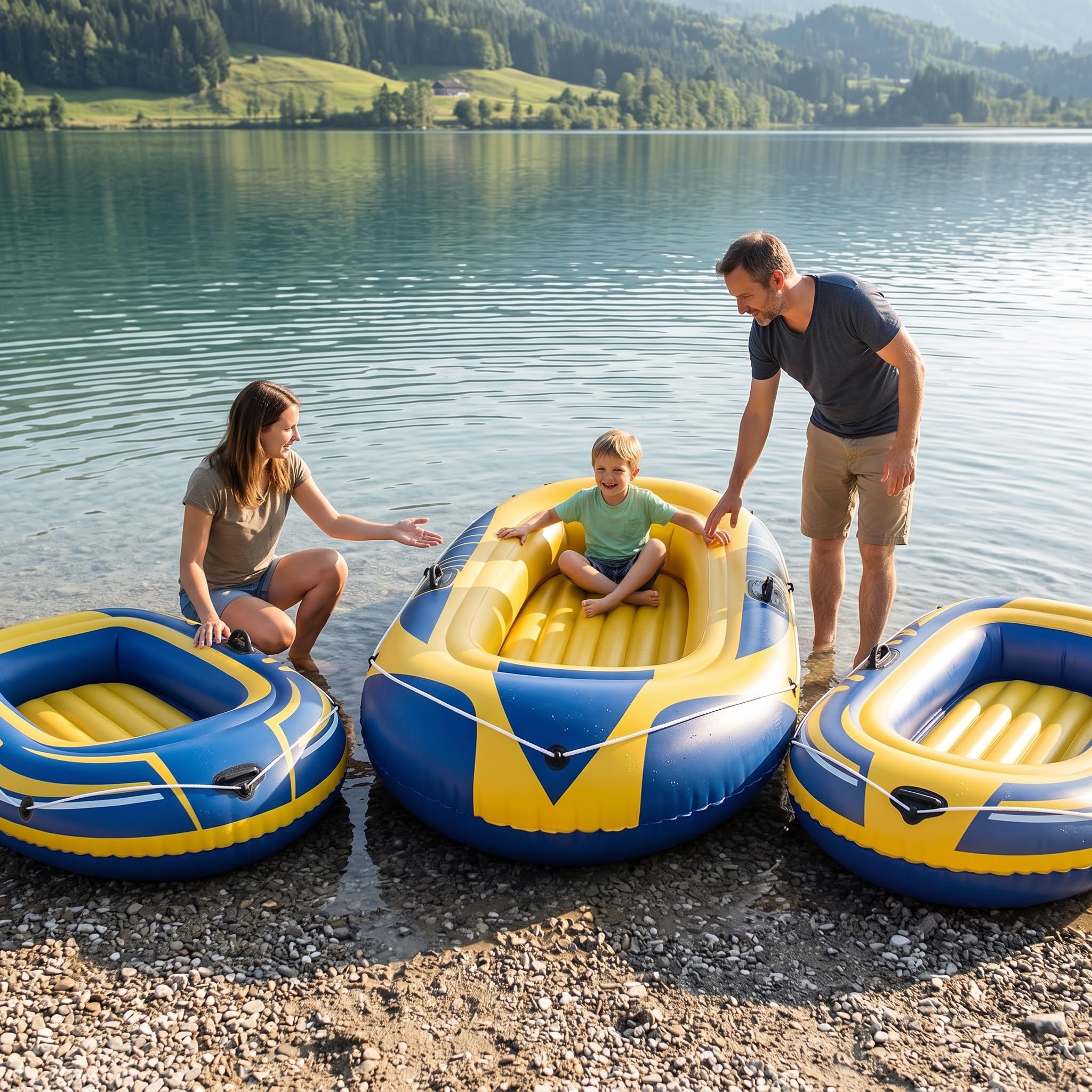 Bateau Gonflable Polyvalent pour 2 ou 3 Personnes, Kayak et Canoë Gonflable Familial, PVC Robuste