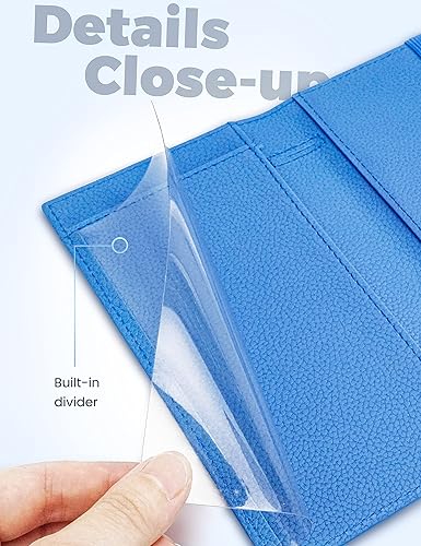 Miniatura 4 de Funda para chequera personal, soporte para chequera con soporte para bolígrafo y divisor de plástico transparente integrado para cheques duplicados,
