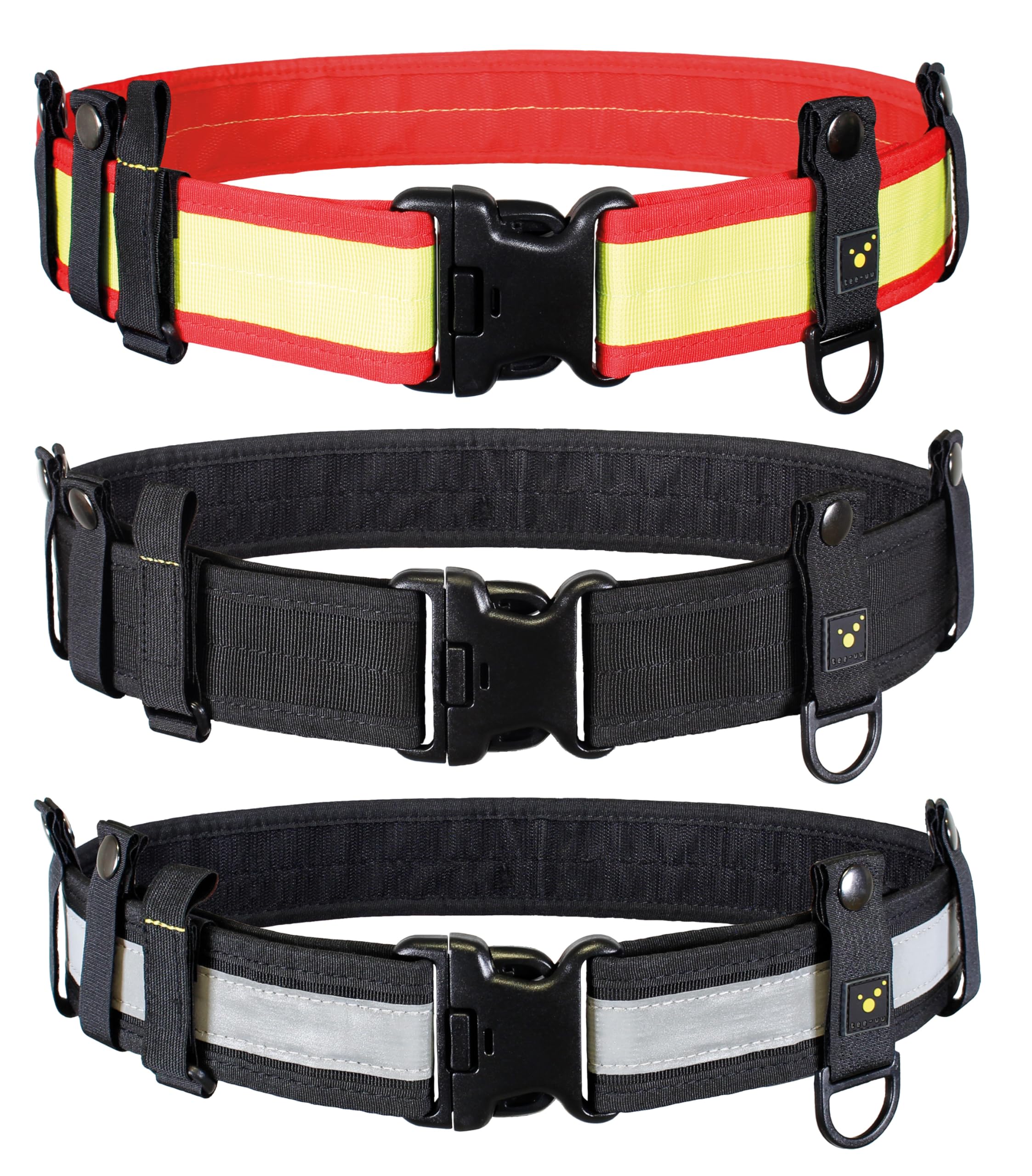 tee-uu Juego completo de cinturón de seguridad (S-XXL), color negro, incluye cinturón interior y juego de Belt Keeper, XXL (contorno de cadera 130 – 150 cm)