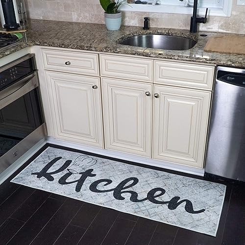 SussexHome Non Skid Washable Kitchen Runner Rug - Ultra-Thin 70 % Cotton Kitchen Floor Mat for in Front of Sink - 59 x 20 Inches Heavy Duty Runner Rug for Kitchen Floor