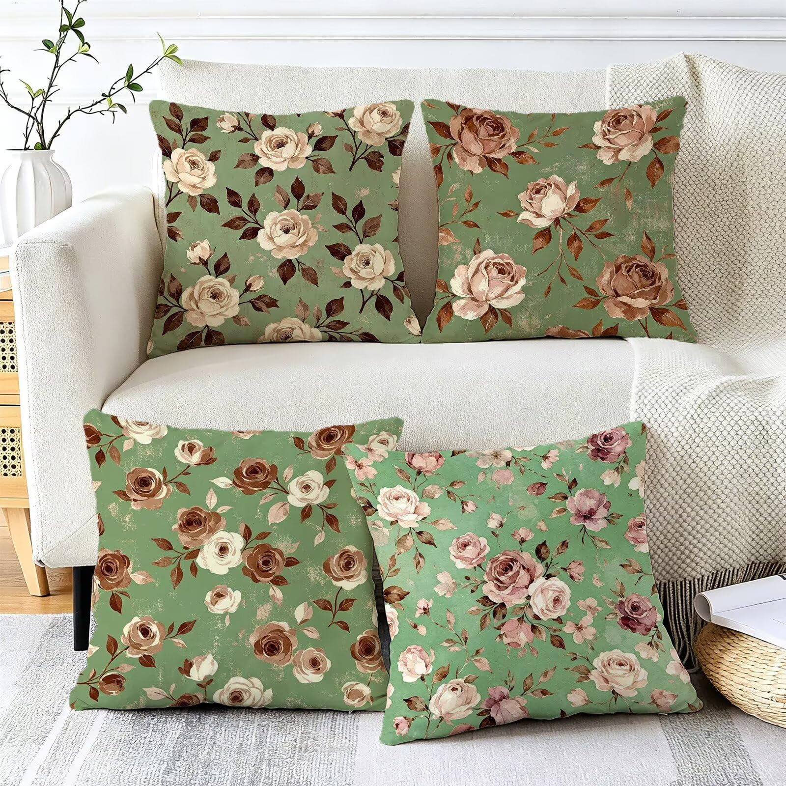 Cod-216 poszewka na poduszkę, kolor musztardowy, 45 x 45, zestaw 4 sztuk | Lniana poduszka outdoorowa dwustronna poduszka dekoracyjna z niewidocznym zamkiem błyskawicznym do sypialni sofa ogród