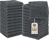 24 Pack Cotton Washcloths Set, 100% Ring Spun Cotton, Premium Quality Flannel Face Cloths, Highly Absorbent and Soft Feel Fingertip Towels, Grey