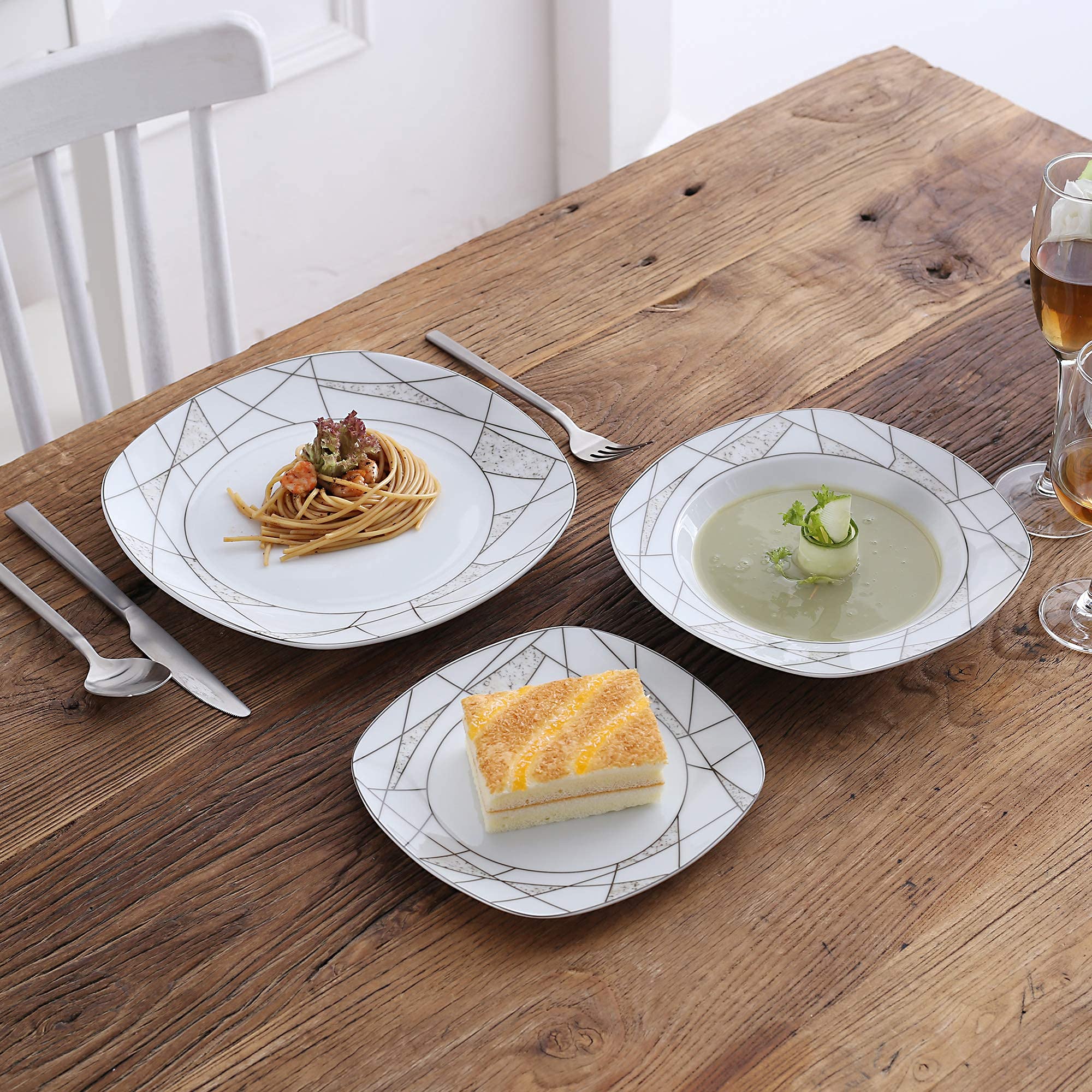 VEWEET kerstservies voor 6, porseleinen borden & schalen, 30-delig, serie Kerstmis