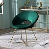 Roundhill Furniture Slatina Silky Velvet Upholstered Accent Chair with Gold Tone Finished Base, Blue