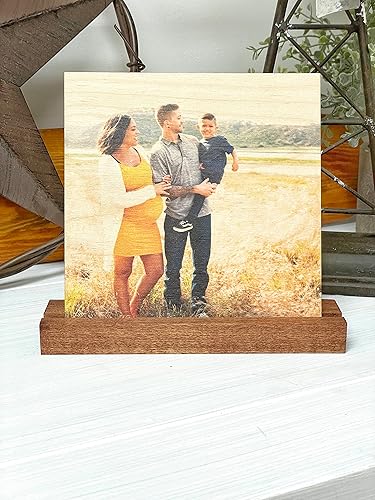 Miniatura 3 de Tu foto en madera con un soporte de madera manchada  Regalo del día de la madre  Regalo para mamá  Marco de fotos personalizado  Regalo de boda