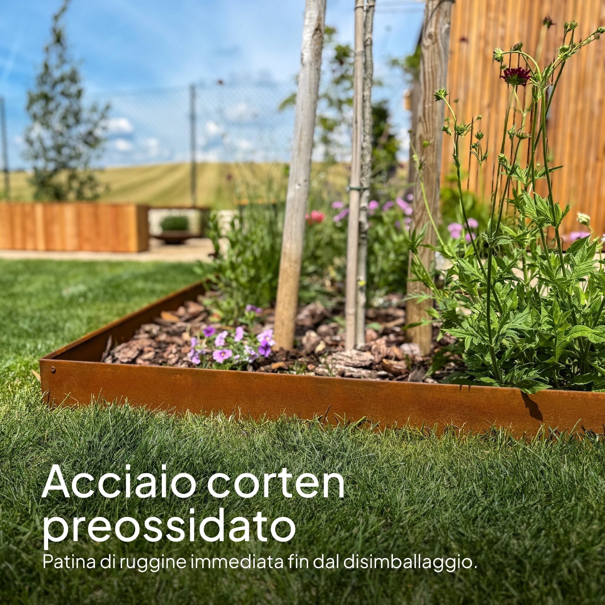 UNIGARDIA Bordura per Aiuola in Acciaio Corten 5 m, Altezza 10 cm