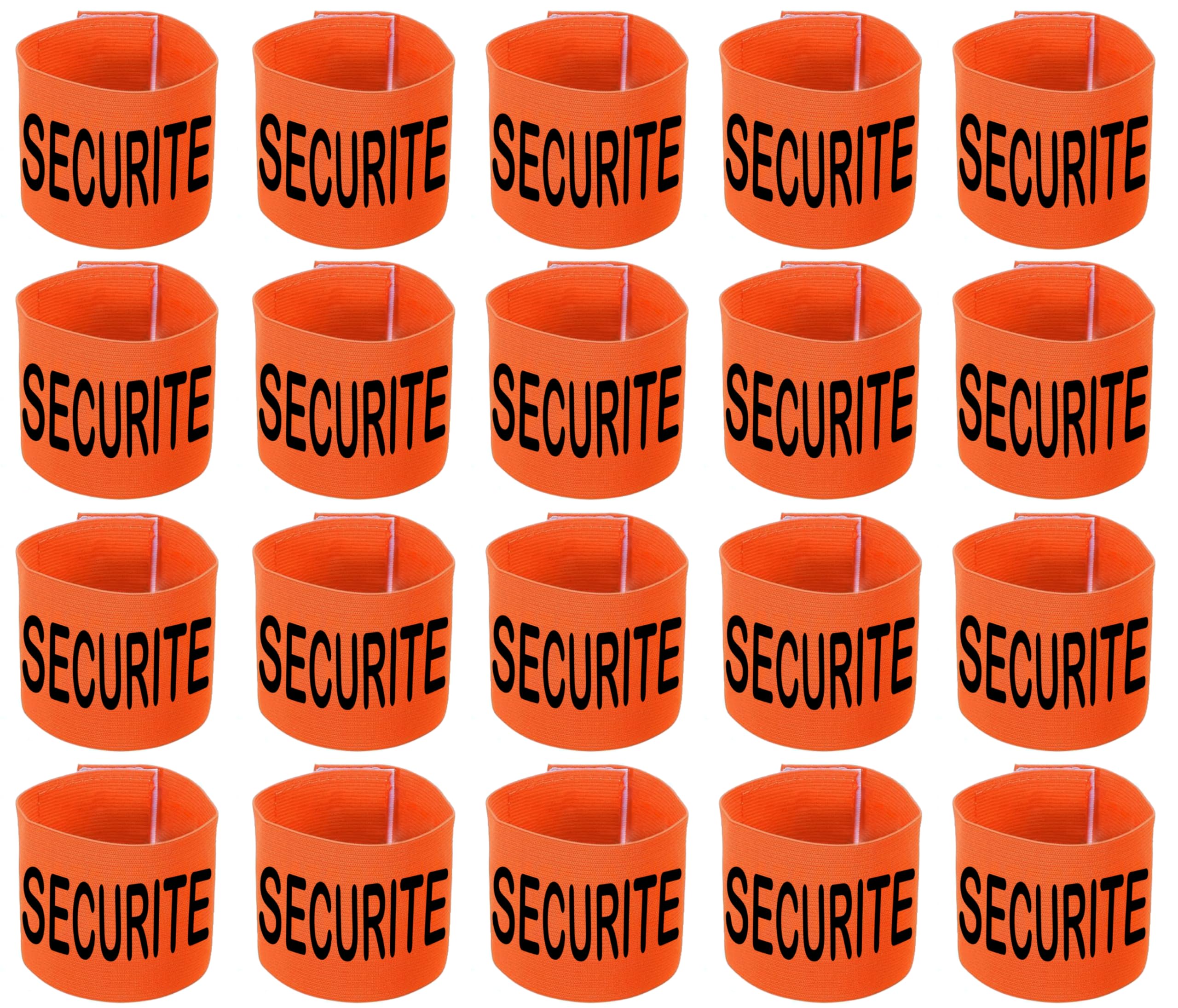 Lot de 20 brassards élastique sécurité orange