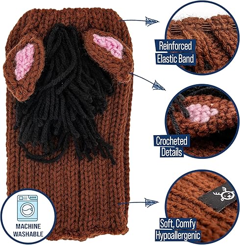 Miniatura 4 de Zoo Snoods Disfraz de caballo, tejido de punto para perro poni, envoltura para las orejas para mascotas, cubierta cálida para el cuello