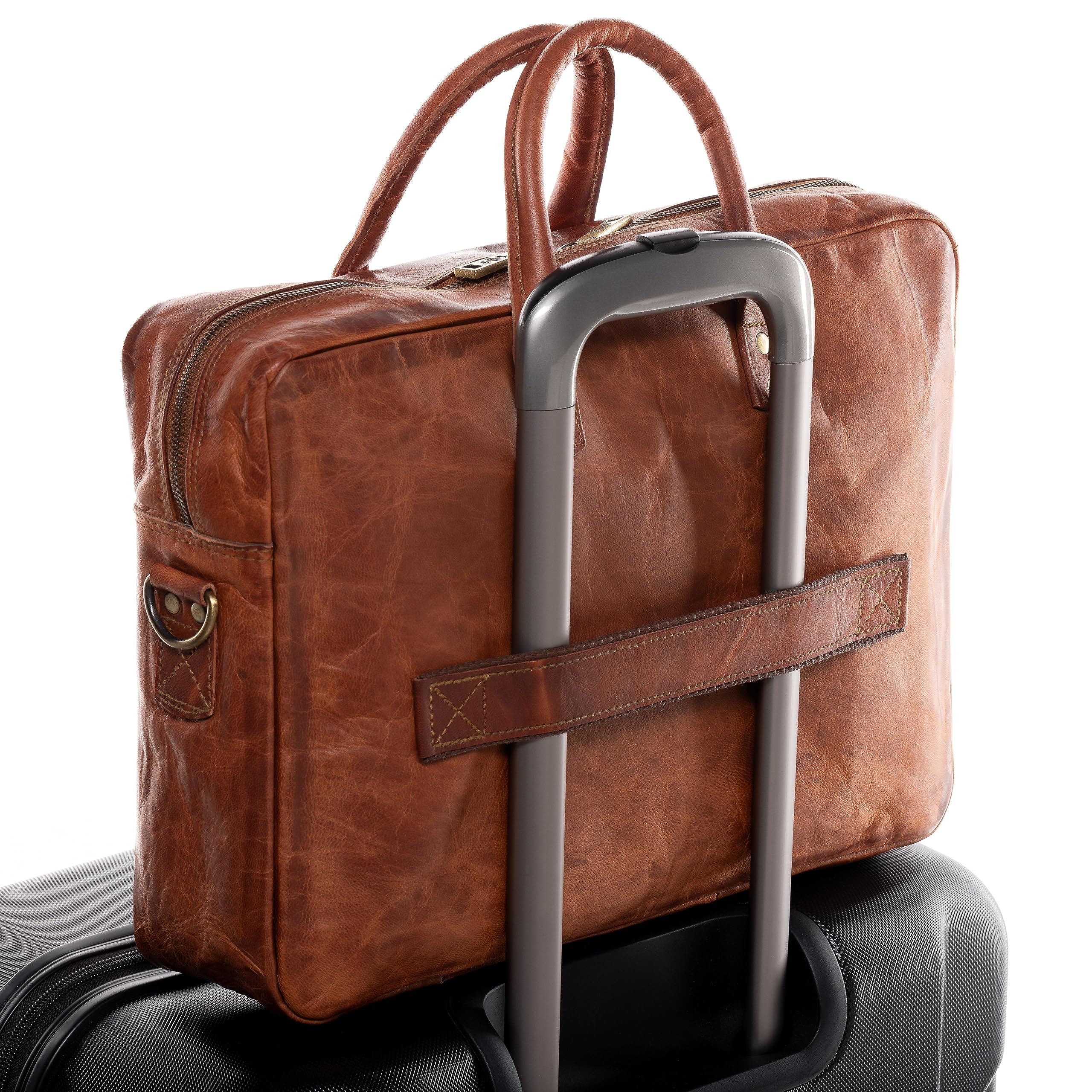 SID & VAIN Sac Ordinateur Portable Cuir véritable 15 Pouces Cedar Mallette Professionnelle bandoulière Grand pour Hommes et Femmes Serviette de Travail Etudiante Marron
