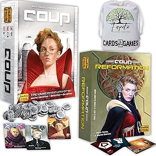 Drawstring Bag Bundle with Coup (The Dystopian Universe) & Expansion Reformation Card Game