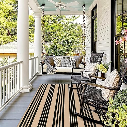 Vista 85 de Tapete Kimode de algodón, a cuadros, color negro y blanco, lavable, para porche, entrada, cocina