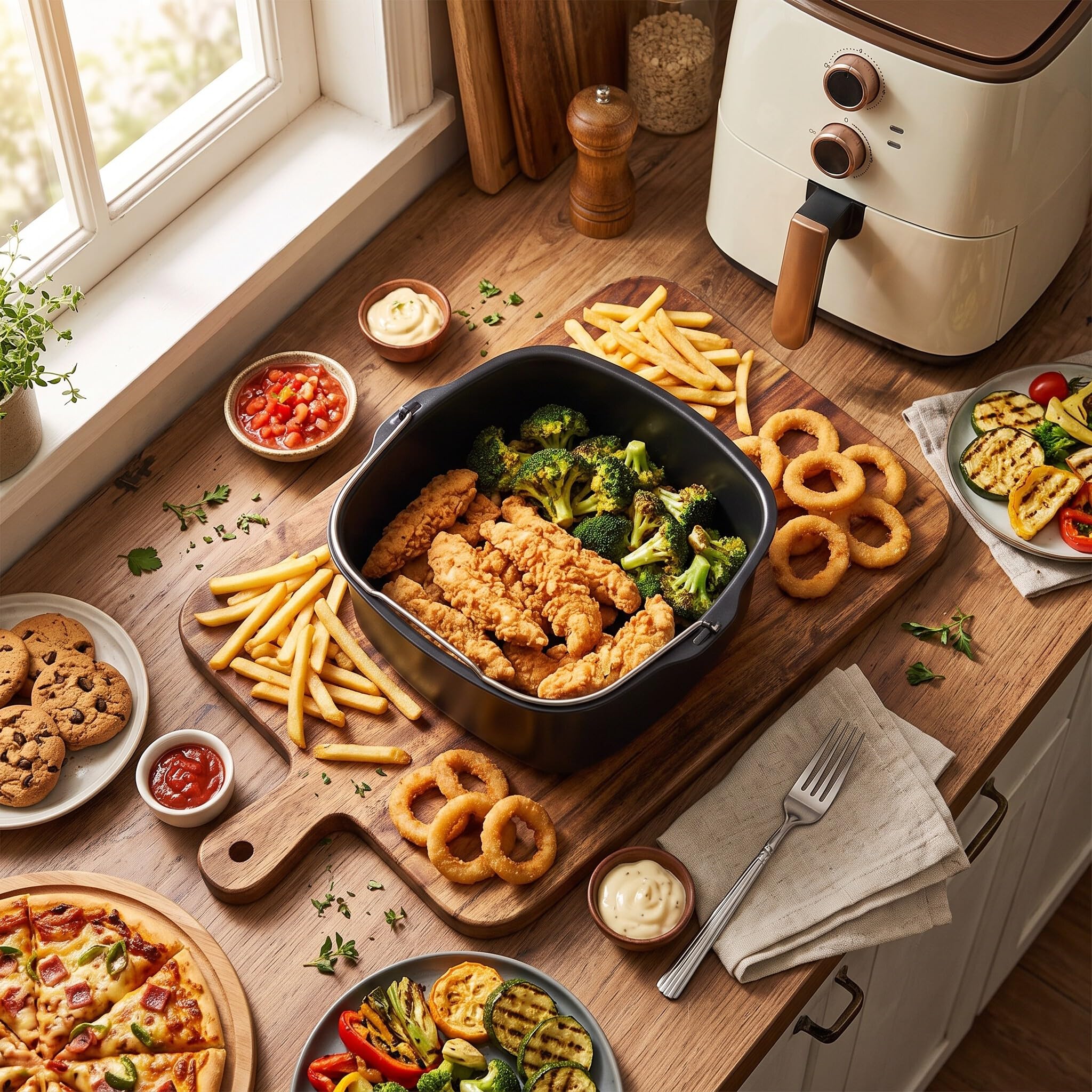 Teglia per friggitrice ad aria calda, stampo per torte, friggitrice ad aria calda, cestino quadrato per friggitrice ad aria calda, accessorio per friggitrice ad aria per HD9925 HD9860 HD9905 01 (18 cm