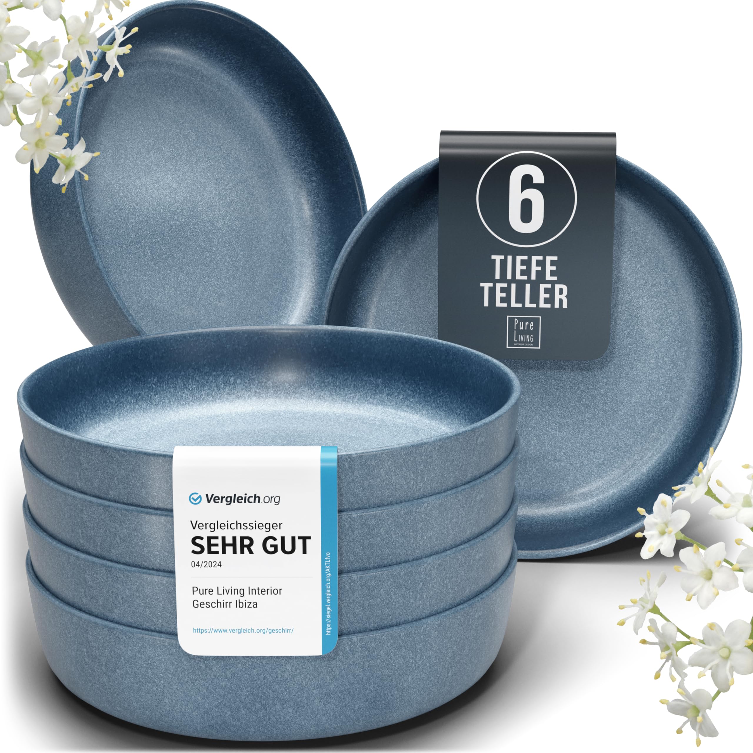 Sango Cove Geschirrset 12-teilig – Steingut, Blau-weiß Gesprenkelt, Mikrowellen- & Spülmaschinenfest