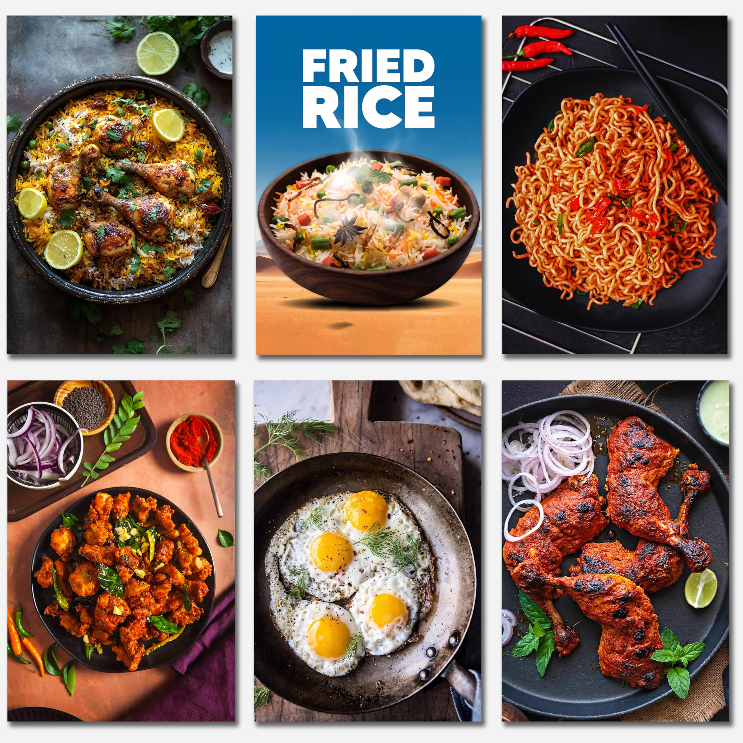 Food Posters for Wall (Pack of 6) | Chicken Biryani Poster | Cafe Poster for Wall | Aesthetic Wall Posters | Fast Food Stickers for Restaurant | Non Veg Foods Item Stickers for Home Kitchen-image-15