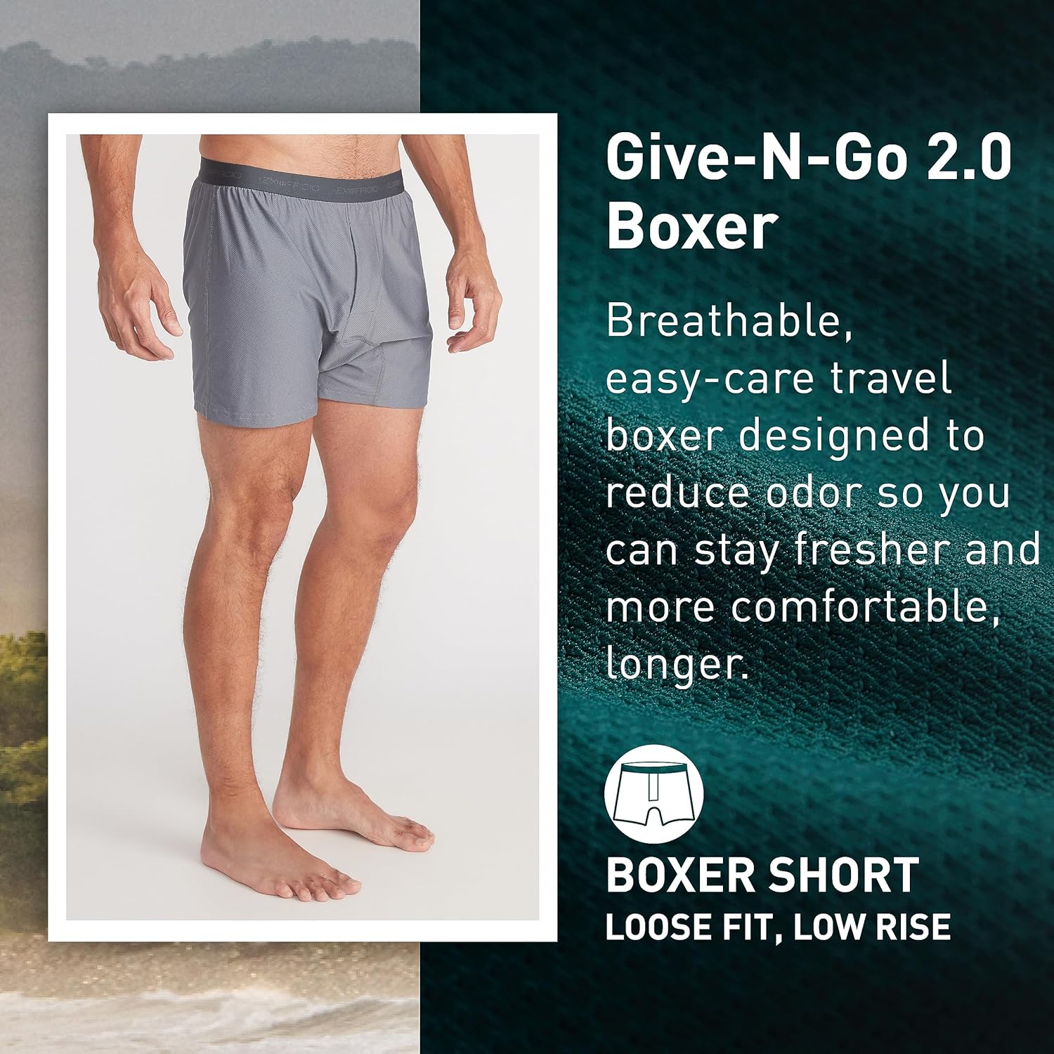 Exofficio Men's Give-N-Go 2.0 Boxer 2 Pack - Breathable Durable Easy Care Travel Underwear - Image 3