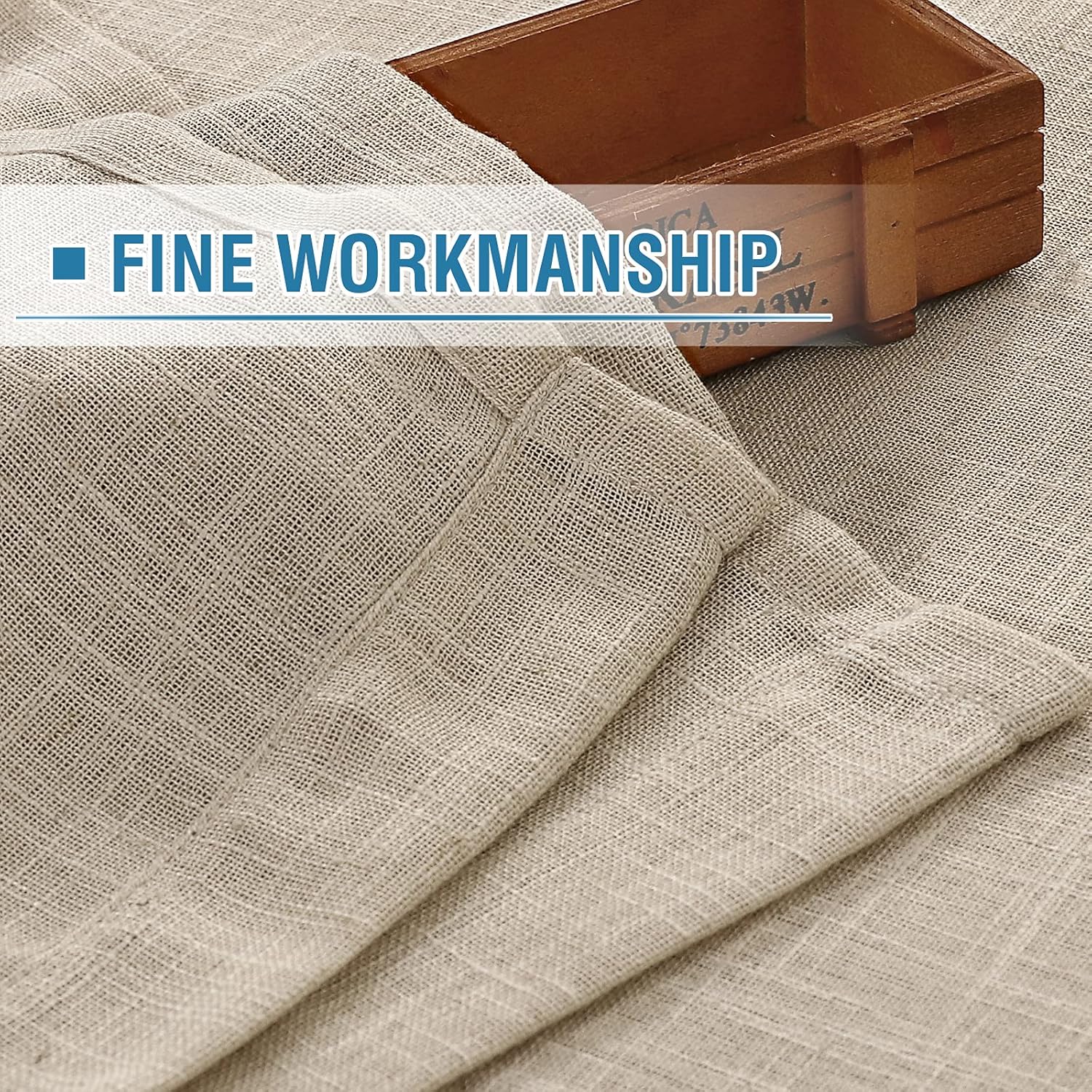 H.VERSAILTEX Linen Blended Curtains - Natural Linen Textured, Light Filtering Nickel Grommet 2 Panel Sets, 52" x 84", Angora for Living Room & Bedroom