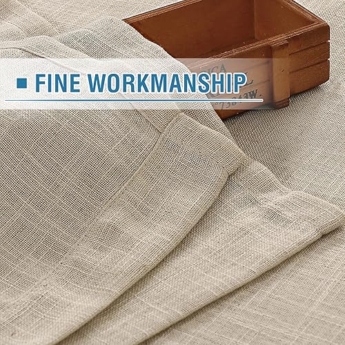 Miniatura 5 de H.VERSAILTEX Cortinas de lino de 96 pulgadas de largo, mezcla de lino natural, cortinas para sala de estar, cortinas texturizadas de lino con filtro