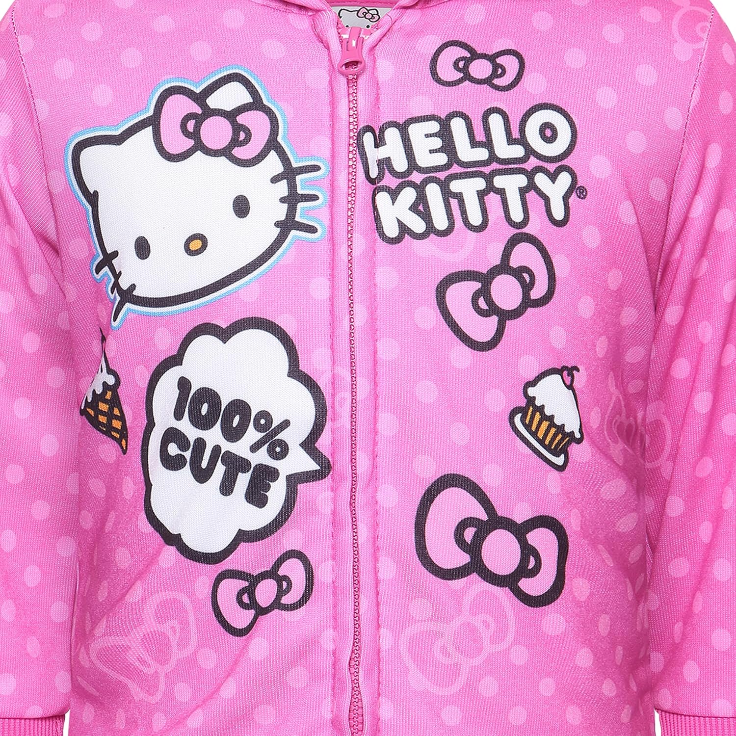Hello Kitty Girls Zip Up Hooded Sweatshirt for Infant, Toddler and Little Kids - Image 4