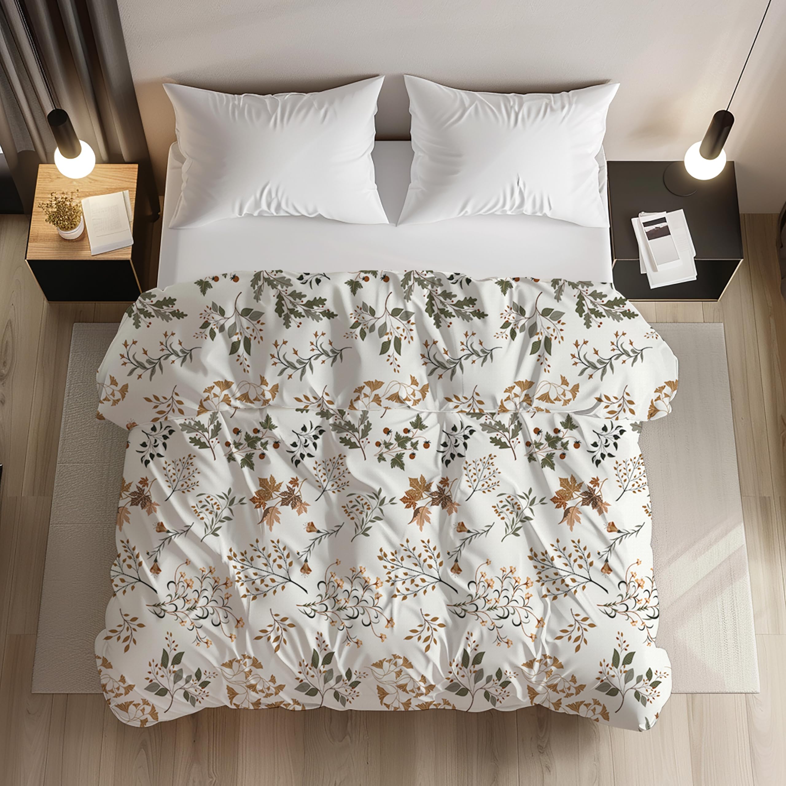 LOOMLYFE Premium Glace Cotton Duvet Cover/Comforter Cover/Rajai Cover/Blanket Cover/Quilt Cover King Size 90"x100" inches - WhiteMaple