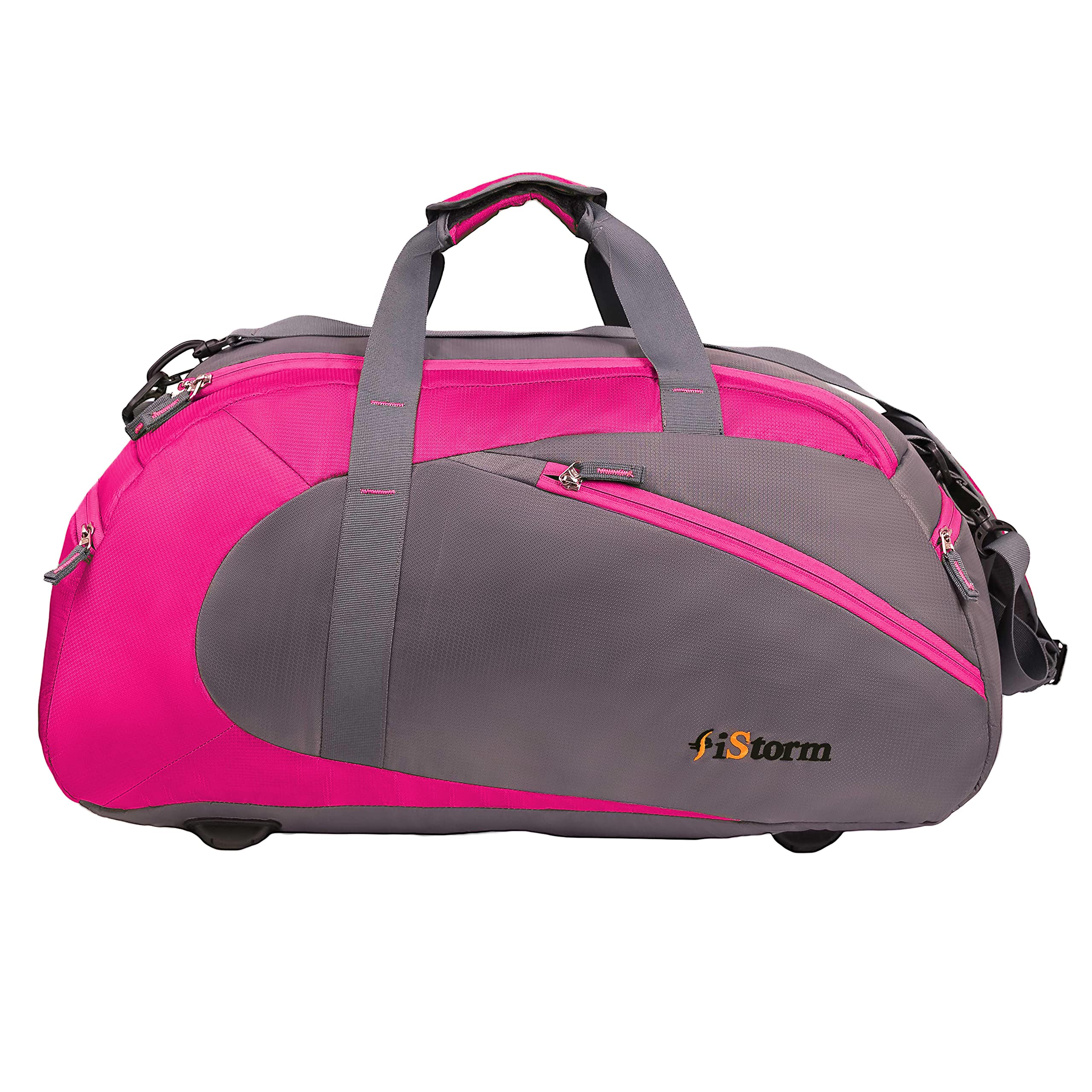 Jet Duffle Bag, Travel, Trip, Luggage Bag (Pink & Grey)-image-48