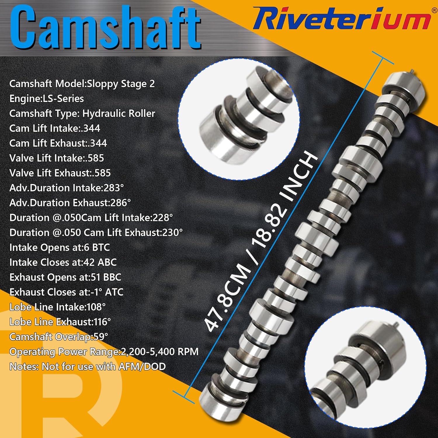 E1840P Sloppy Stage 2 Camshaft Lifter Kit w/Timing Chain Kit | +7.400 Pushrod | Spring | Head Gasket Bolt Set | Oil Pump Fit For Chevy GMC 4.8 5.3 5.7 6.0 6.2 LS1 LS2 LS6 LQ4 LQ9 LM7 GEN 4 2007-2013