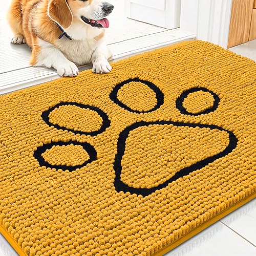 Miniatura 204 de Smiry Tapete para puerta de perro para patas fangosas, absorbente que atrapa la suciedad, antideslizante, de secado rápido, lavable, tapete de