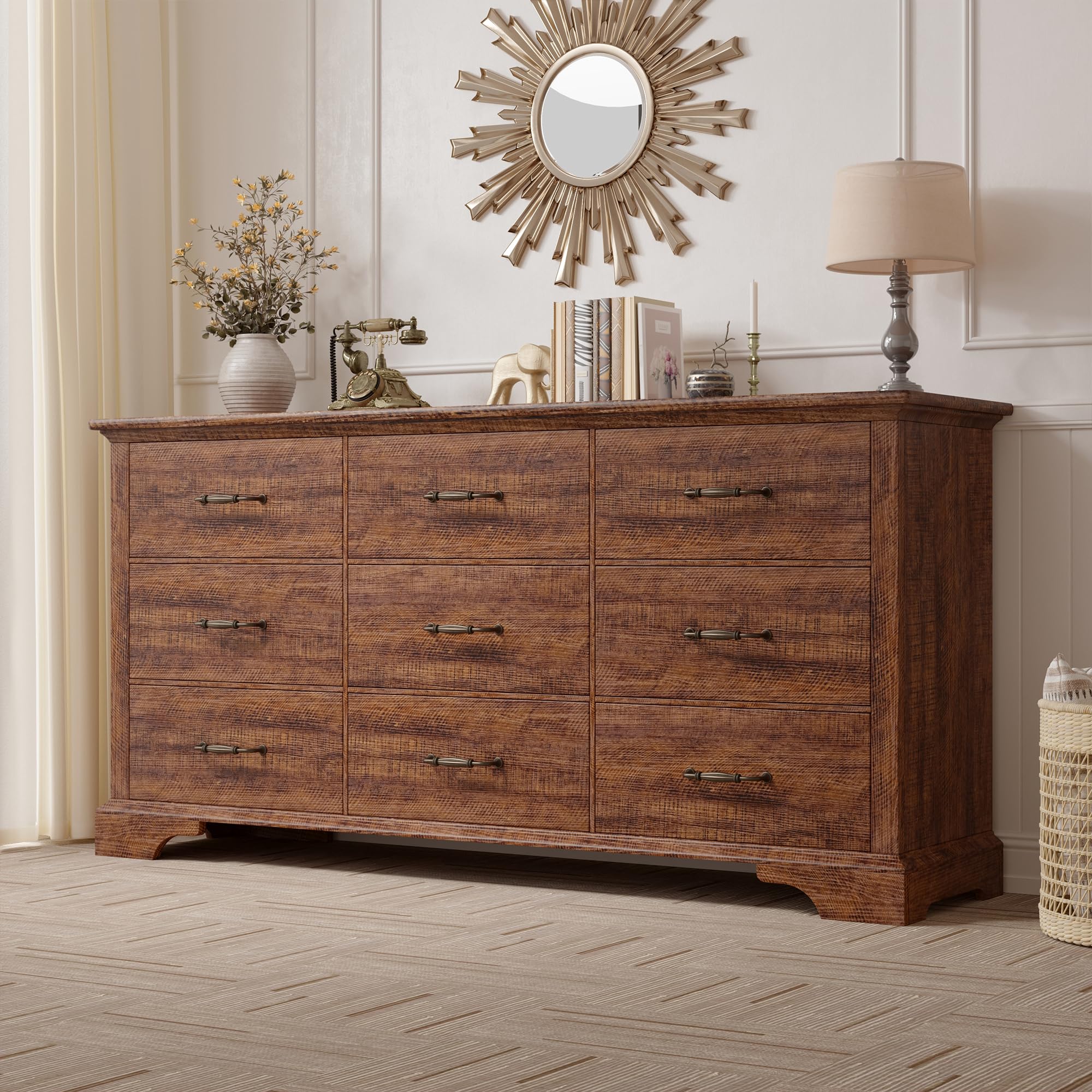 Amazon.com: EnHomee 9 Drawers Dresser, 63" W Farmhouse Dressers for ...