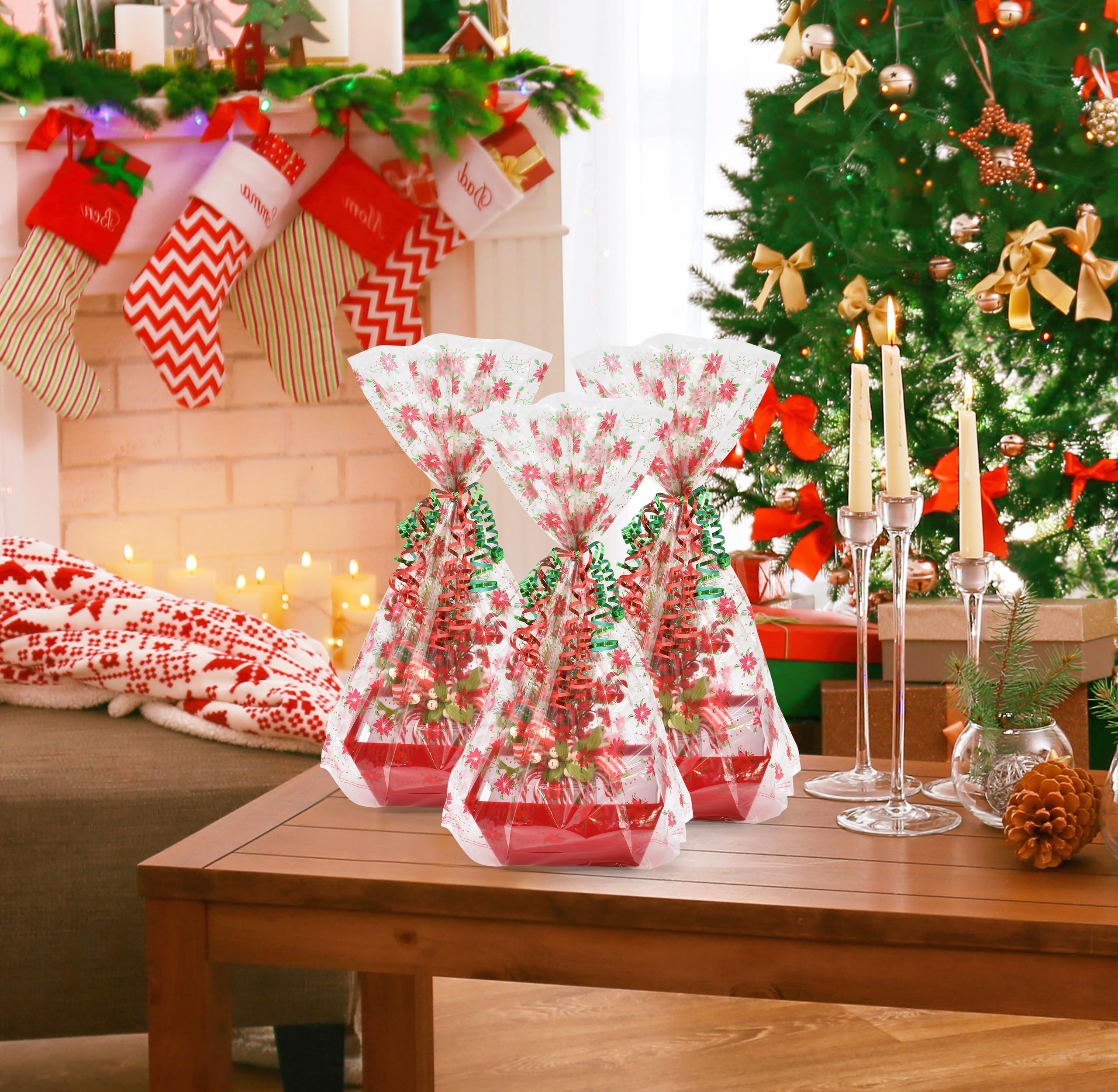 Large Christmas Cellophane Gift Bags CUDICY Christmas Cellophane Gift Bags 10pcs Large Holiday Reusable Shopping Bags Christmas