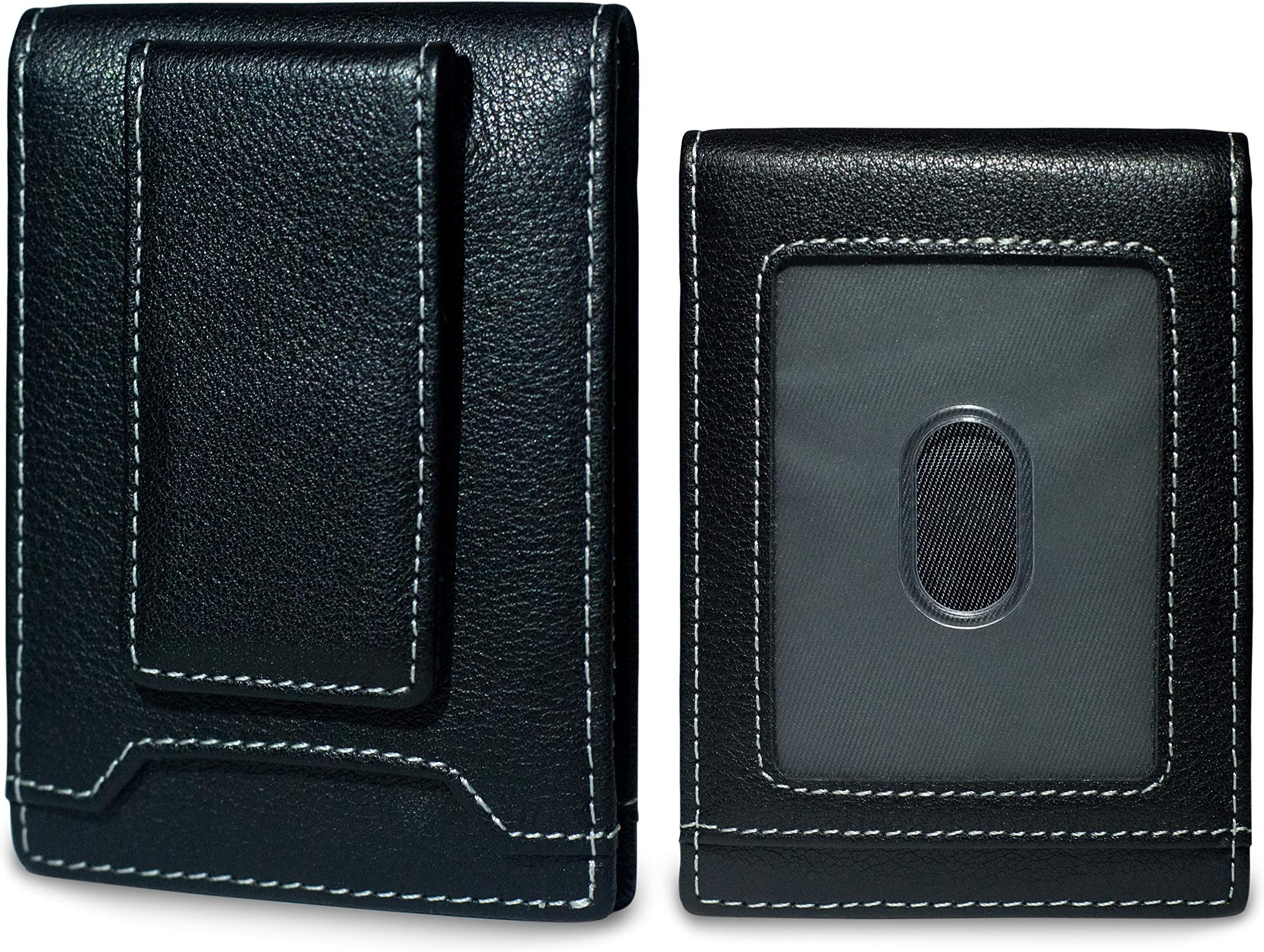 KEKS Slim Leather RFID Credit Card Holder and Money Cash Clip - Business Card Wallet - Minimalist Card Case