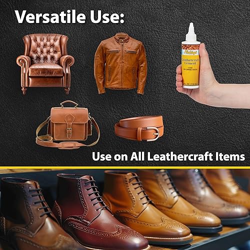 Miniatura 6 de Fiebing's Leathercraft Cemento – Adhesivo de pegamento para cuero de 4 onzas – Secado rápido, de alta resistencia, flexible, permanente