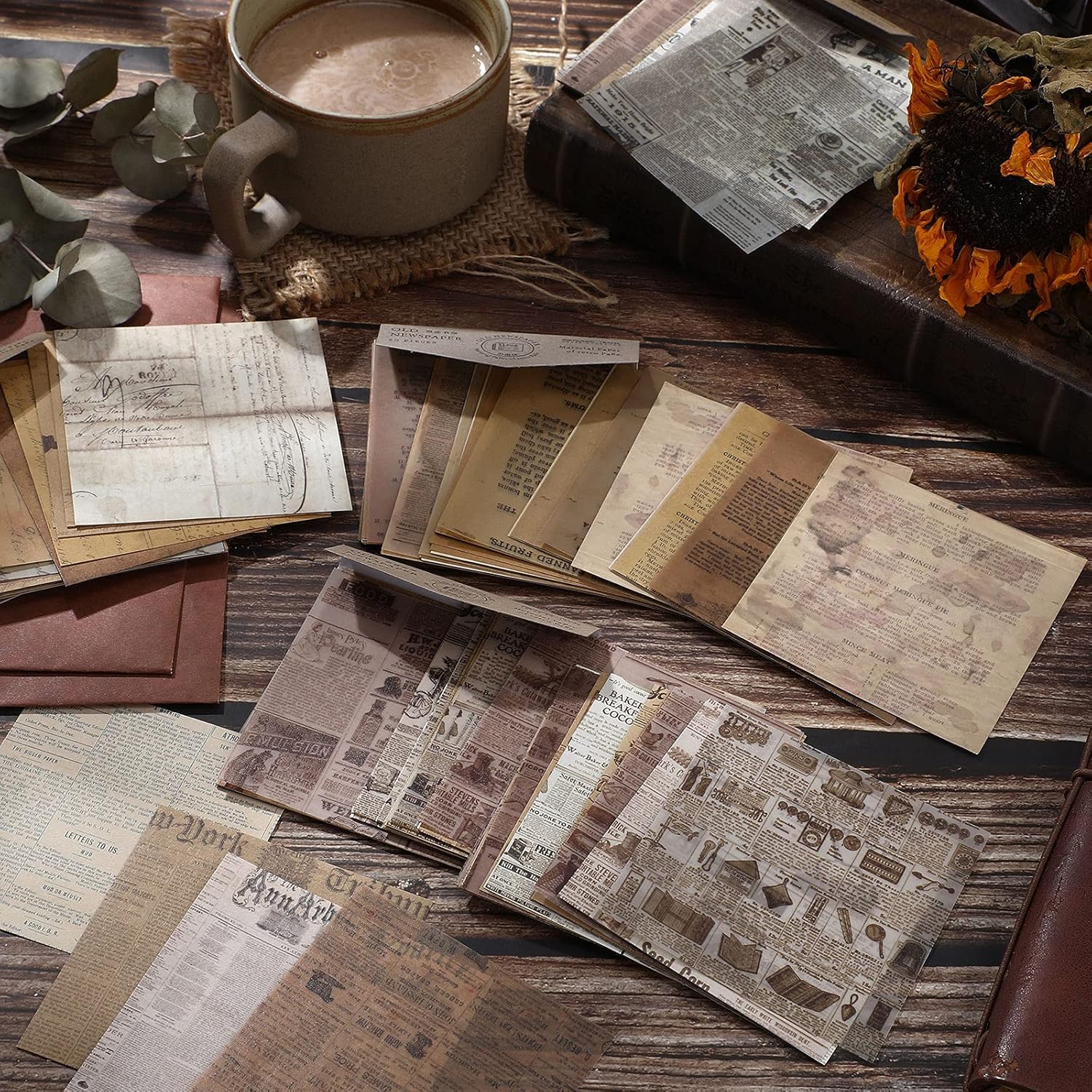 240 Sheets Vintage Scrapbook Paper Supplies Journaling Scrapbooking Material Paper Retro Decorative Craft DIY Papers Junk Journal Vintage Paper for Scrapbooking, Wrapping, Decorating