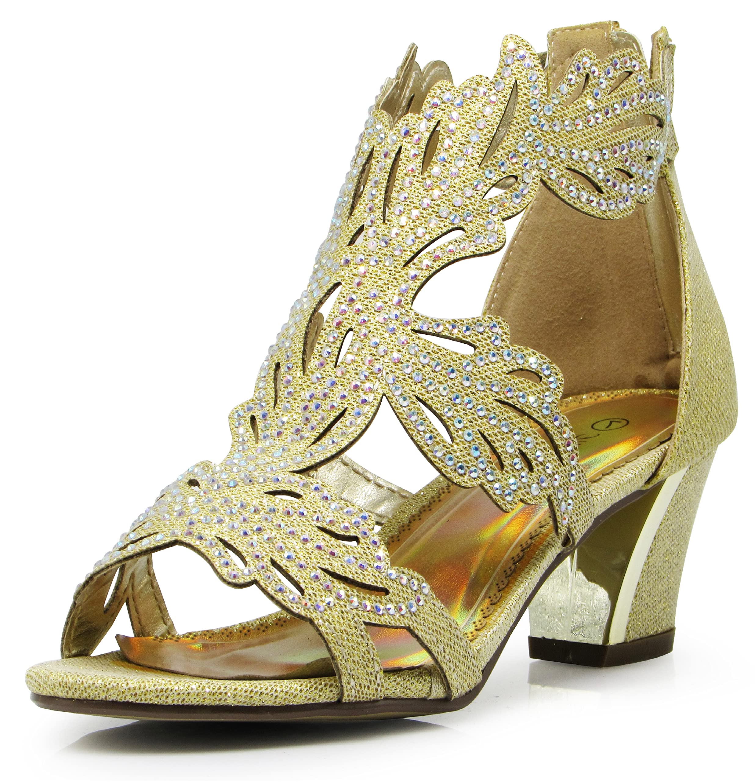 Lime03N Womens Open Toe Mid Heel Wedding Rhinestone Gladiator Sandal Wedge Shoes