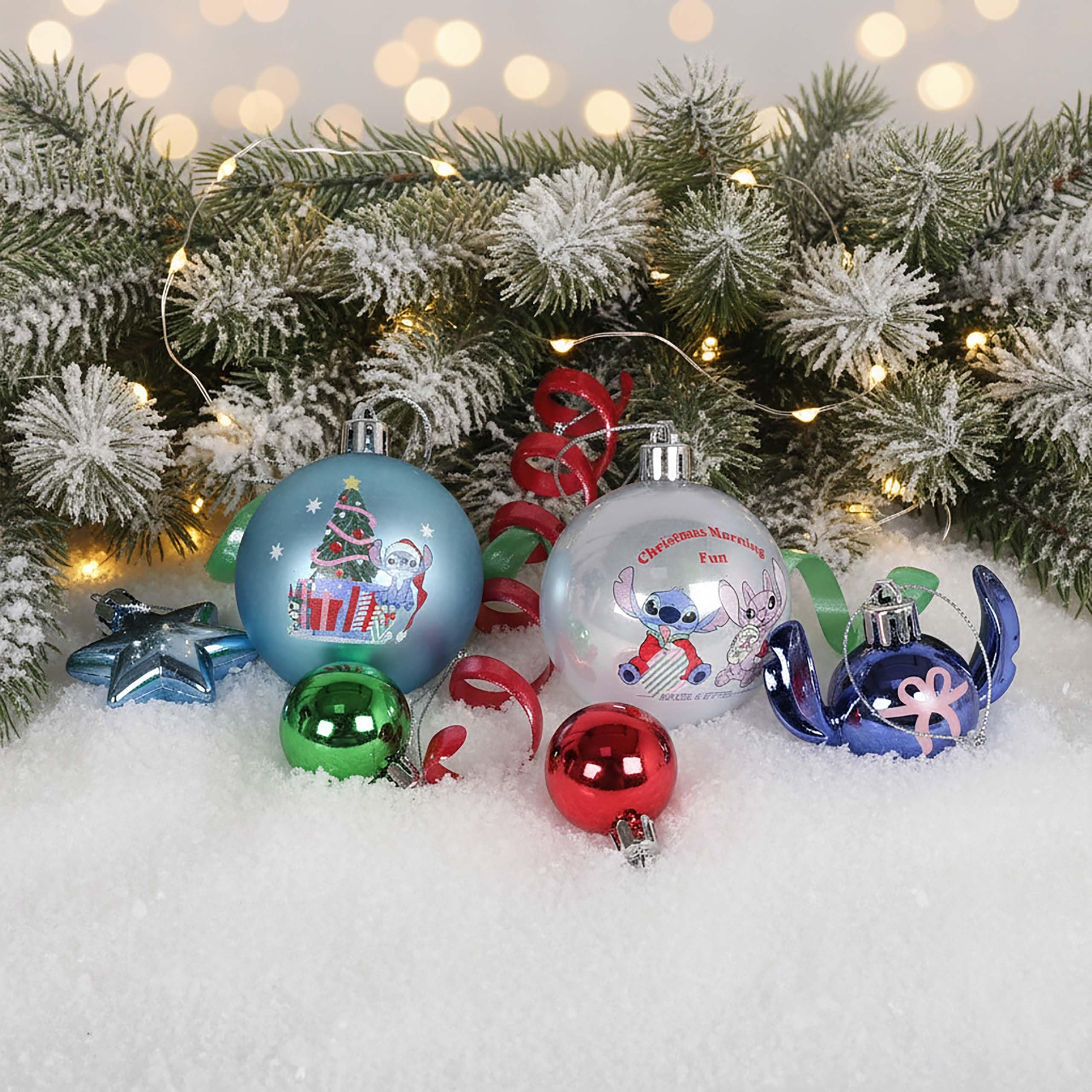 Disney Stitch Angel Weihnachtskugeln aus Kunststoff, 25er-Set(E)
