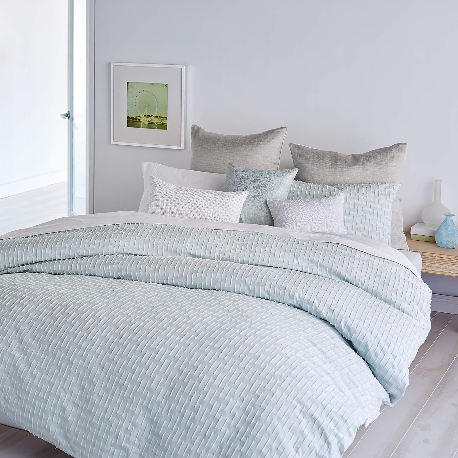 DKNY Bedding Refresh Cotton Duvet Sham, King, Mist