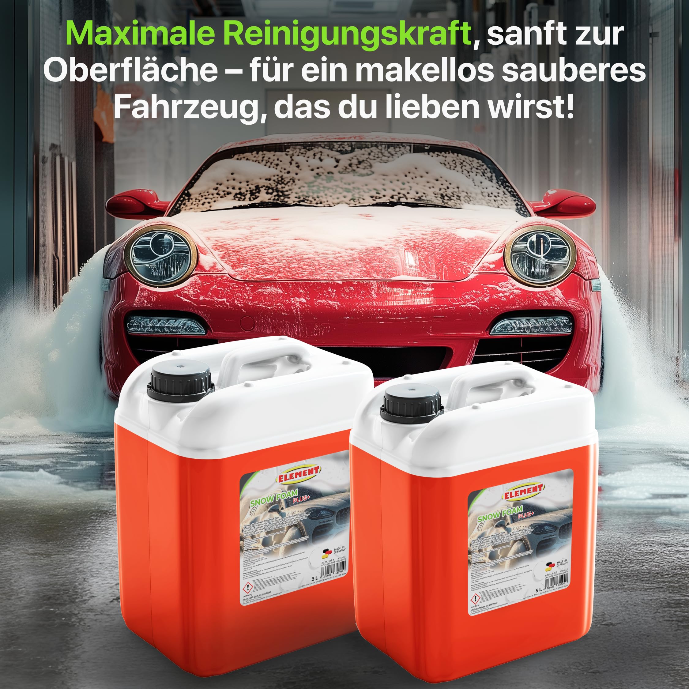 SNOW FOAM PLUS | pH-neutral | Autoshampoo | 5 Liter | Fahrzeugreiniger mit Duft | schonende Vorwäsche mit dichtem Schaum