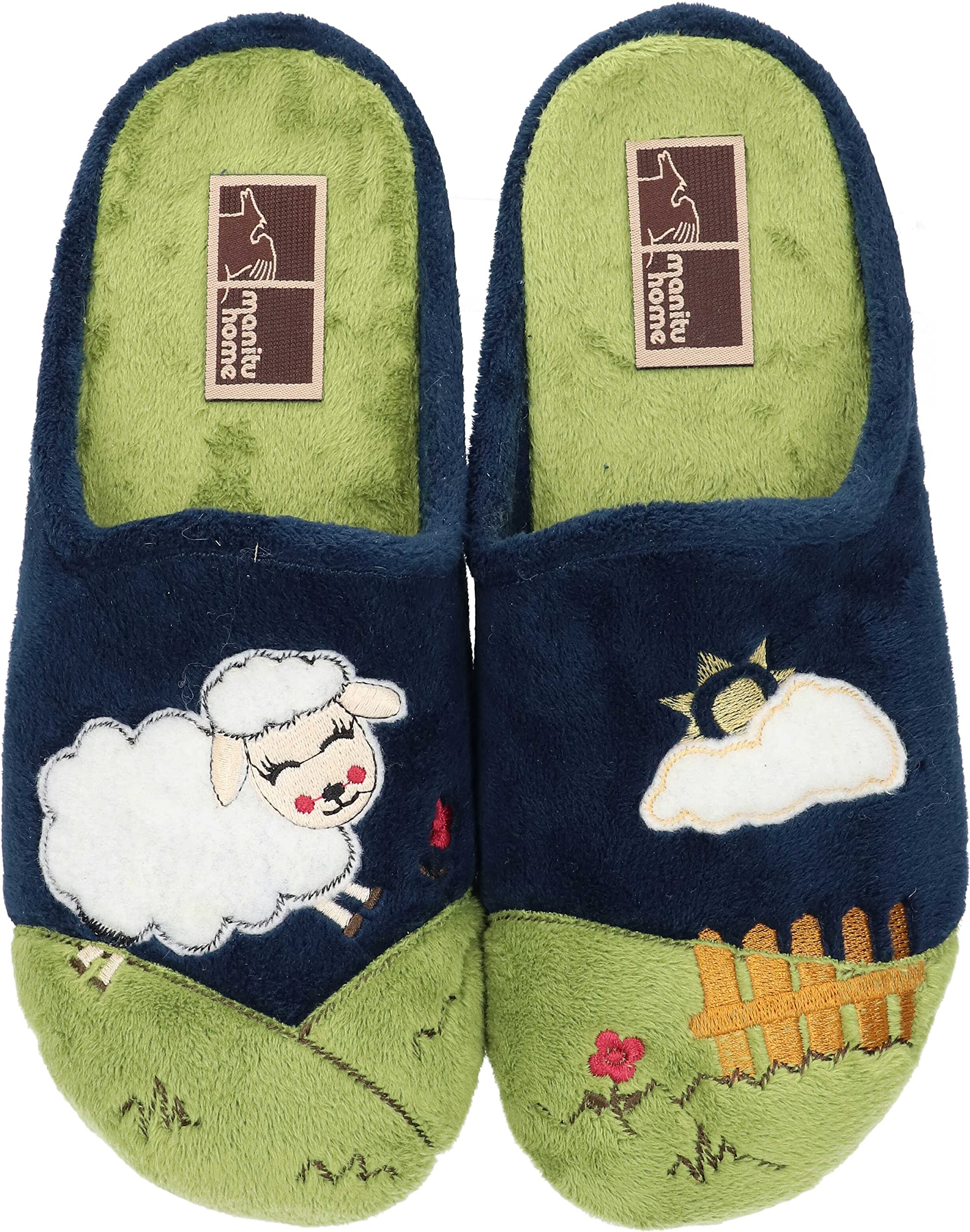 Manitu - Home Slippers, blue, 9 UK