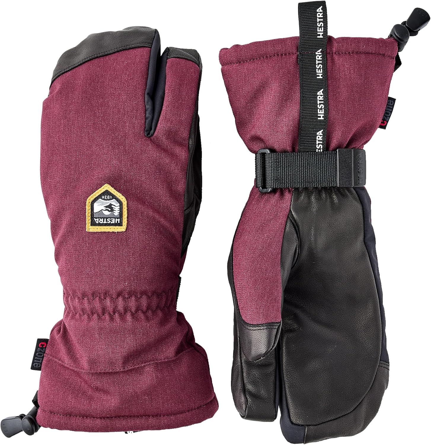 Hestra Unisex CZone Mountain 3-Finger Glove, Waterproof, Windproof Leather Alpine Ski Glove for Men & Women