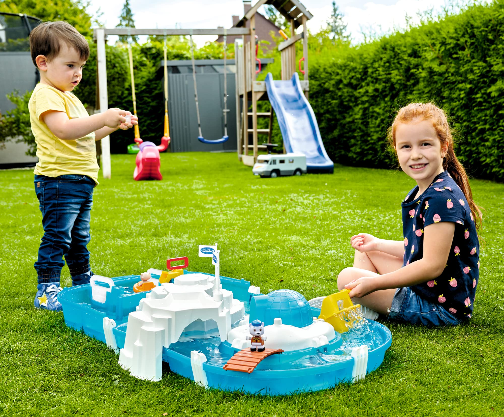 AquaPlay - Polar - Wasserbahn mit Eisberg, Stausee und Rampe für einen Wasserfall, inklusive Spielfigur Olivia mit Farbwechsel-Funktion, für Kinder ab 3 Jahren 8700001522 Türkis