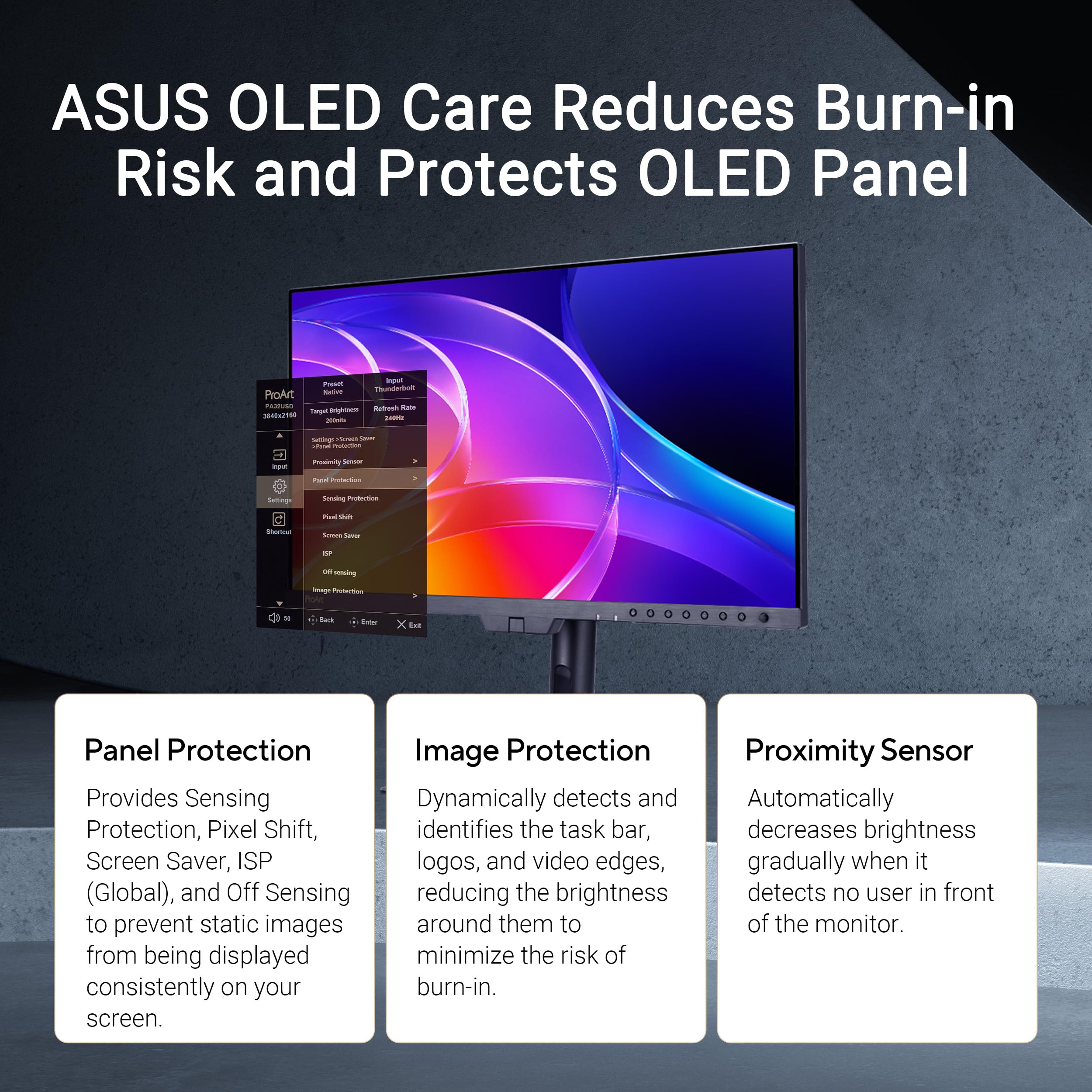 ASUS PROART DISPLAY OLED PA32USD, Monitor Professionale da 31,5", Nero | 4K UHD QD-OLED (3840x2160), 240Hz, 0,1ms, Colorimetro, Auto Calibrazione, Dolby Vision, Calman Verified, Supporto Ergonomico
