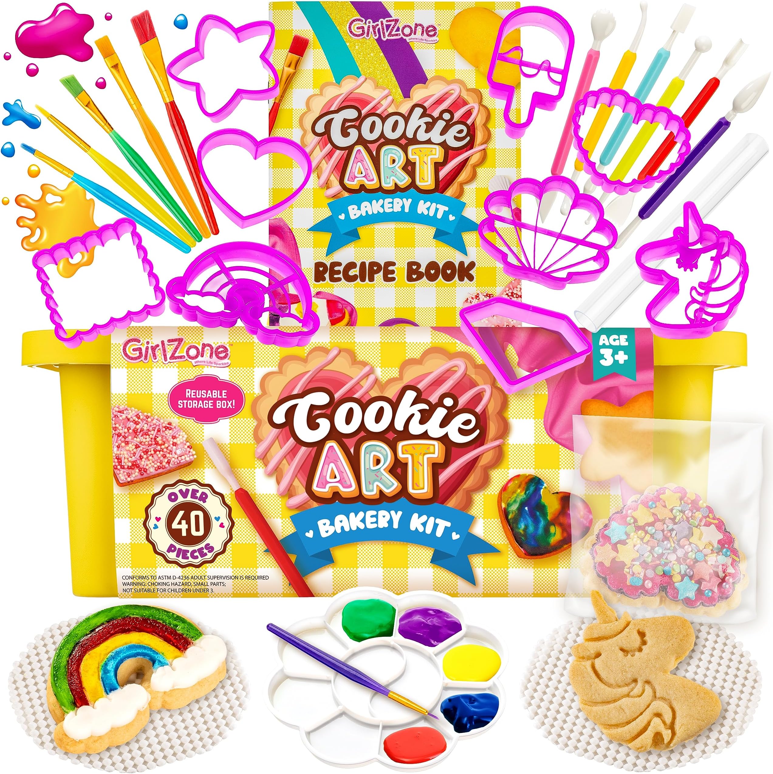 Cookie Art Bakery Kit, Decorate Using Sugar Decorating Supplies with Stencils, Brushes and Cutters, Fun Decorating Kit and Gift Idea