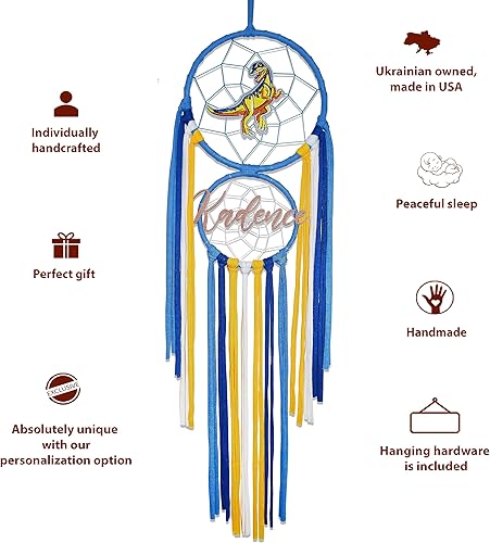 Miniatura 5 de Atrapasueños de dinosaurio personalizado para niños, regalo único con nombre personalizado para dormitorio de niños, atrapasueños de niños,