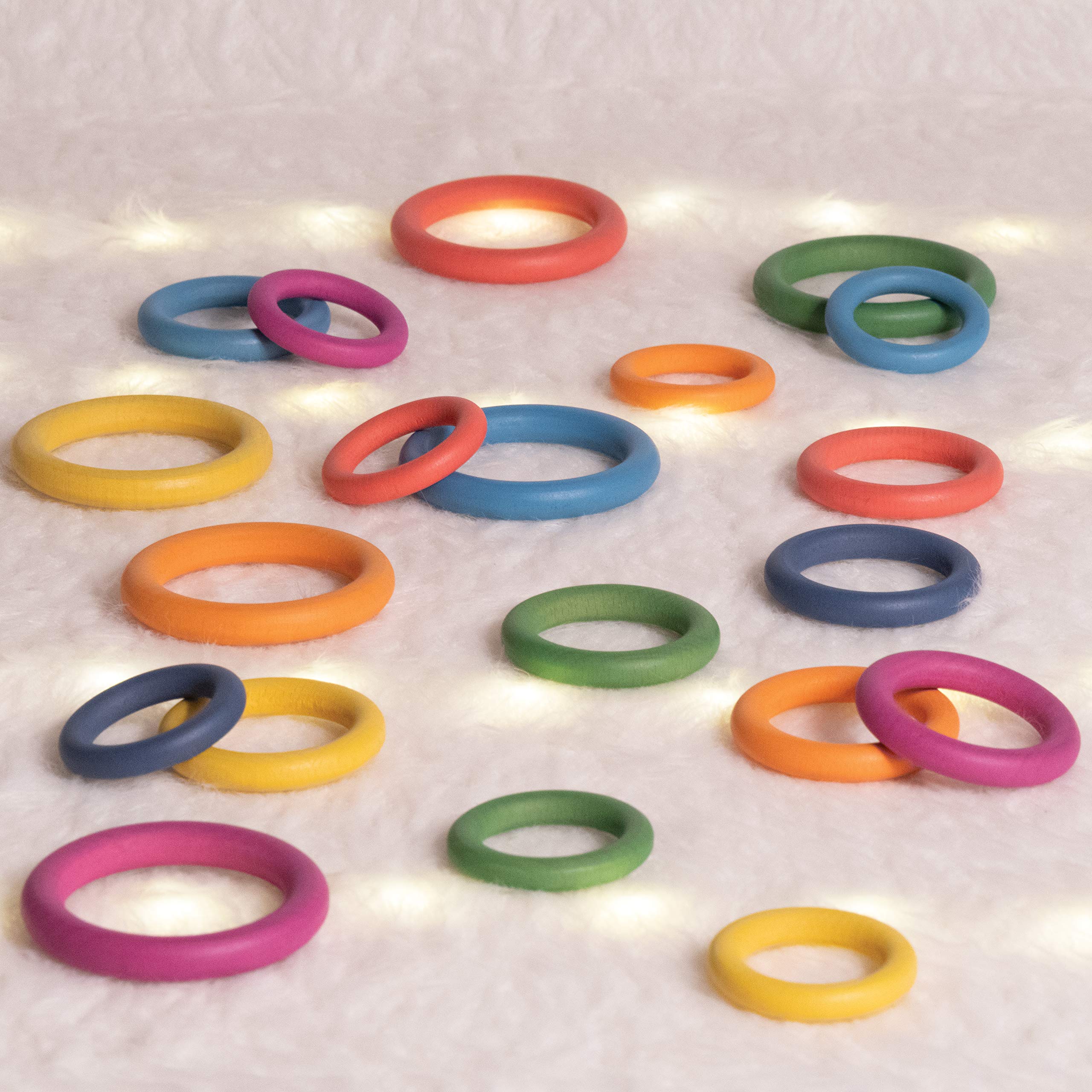 Buy TickiT73977 Rainbow Wooden Rings Set of 21 3 Sizes Counting