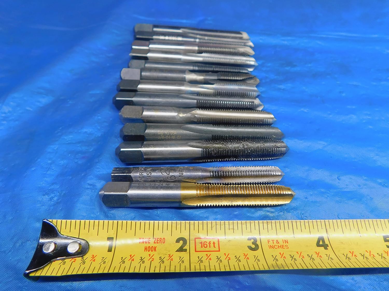 13PC GTD 3/8 24 NF GTD/USA Made Oxide Spiral Point Plug TAP 2-4 Straight FL - AR0979LVR