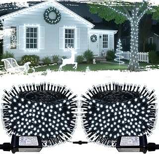 2 Pack Connectable 210FT 600LED Christmas String Lights Waterproof, Timer | Twinkle Lights with 8 Modes, Bright String Lights, String Lights Outdoor Green Wire for Holiday Party Christmas Decorations