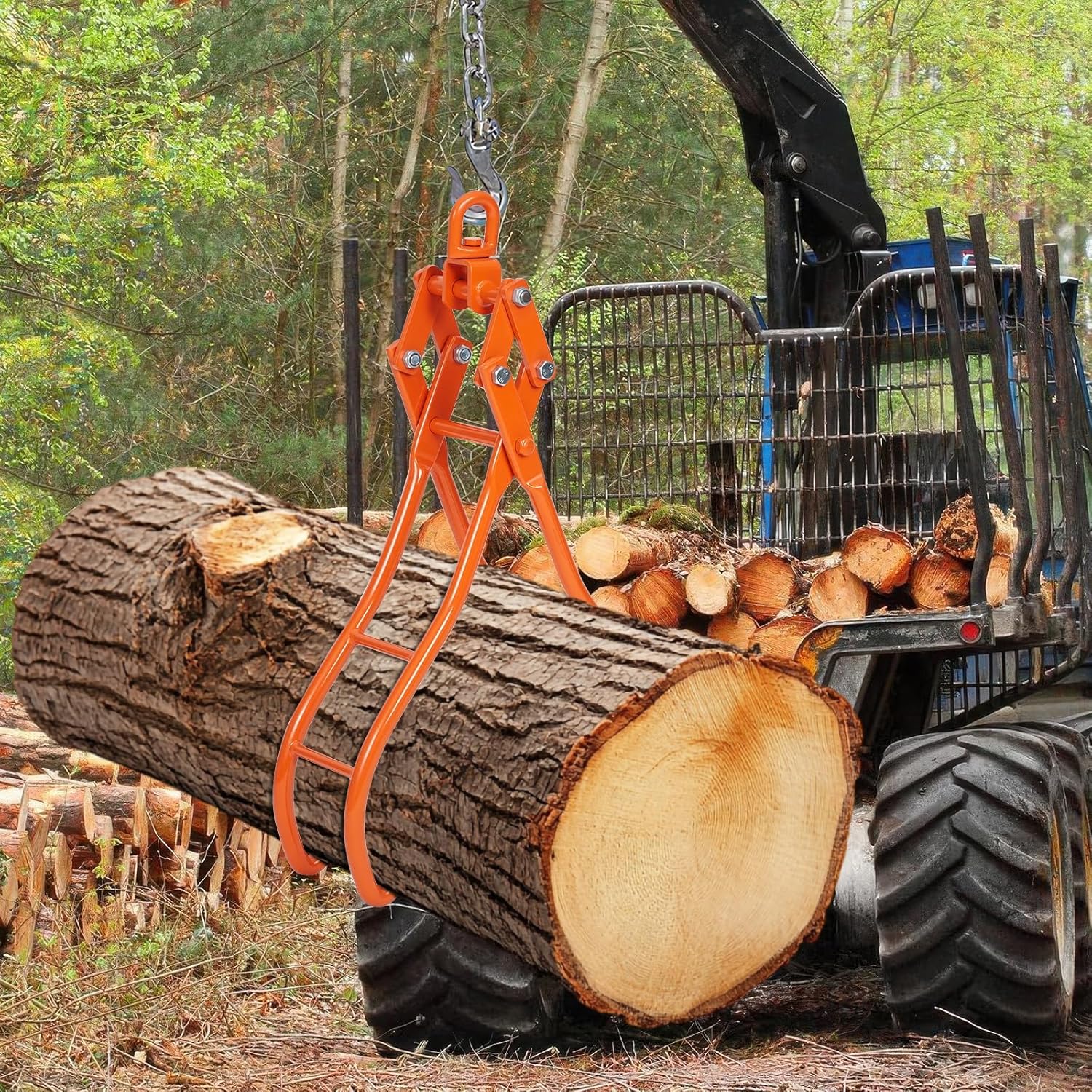 PeakPursuit 36 Inch Log Lifting Tongs,Heavy Duty 3300 Lbs Capacity Serrated Claw Hook Timber Tongs for Tractors, Forklifts, ATV Logging & Lumber Handling