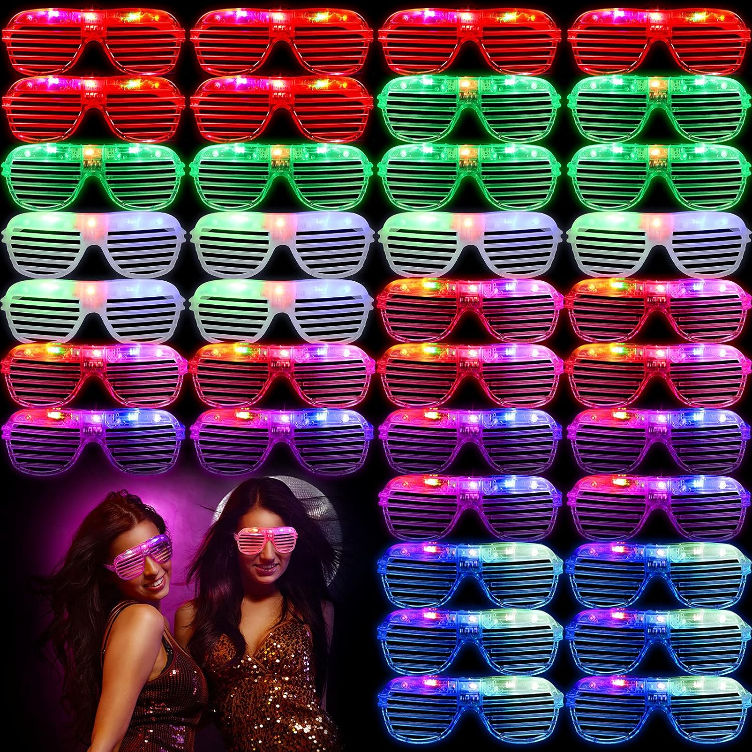 48 Pieces LED Glasses 6 Color Light Up Glasses Shutter