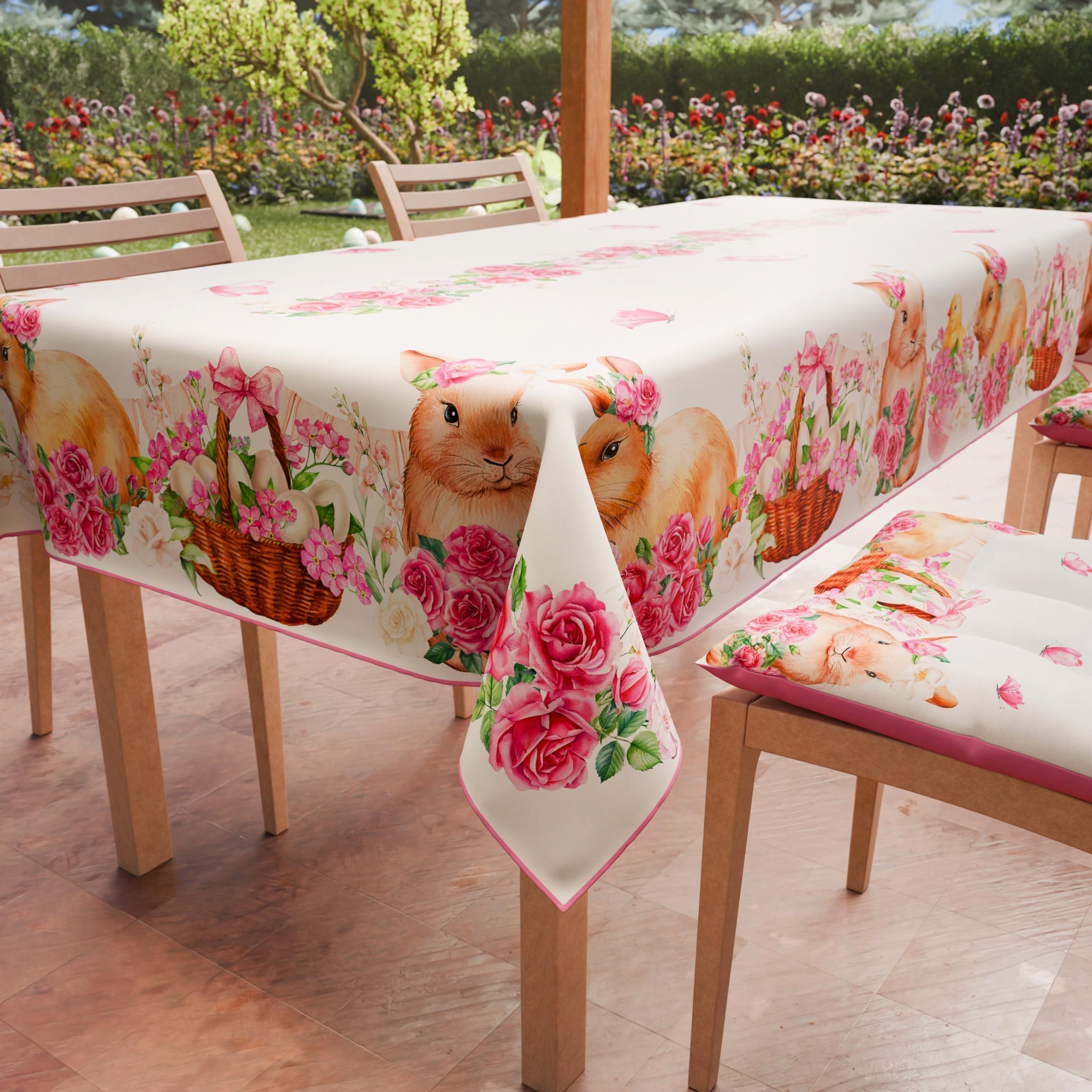 Nappe rectangulaire anti-taches pour Pâques 240x140 cm en tissu d'Italie