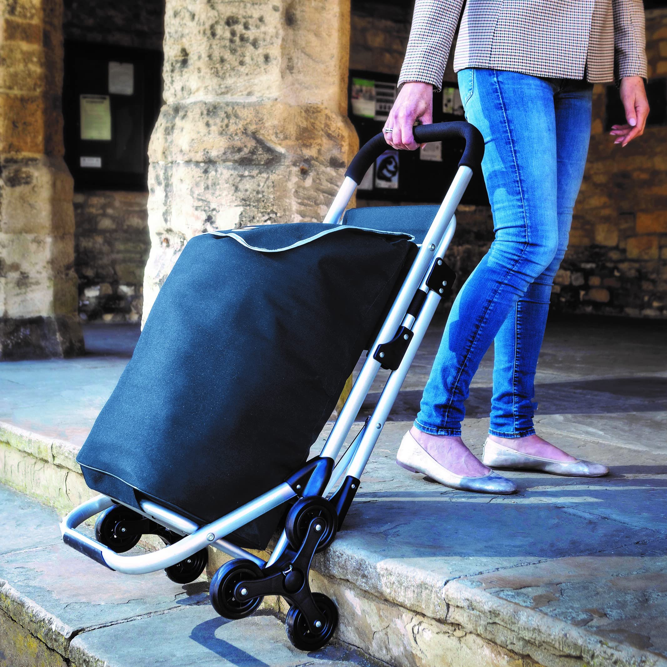 Buy Burwells Three Wheeled Folding Shopping Trolley Bag with Seat